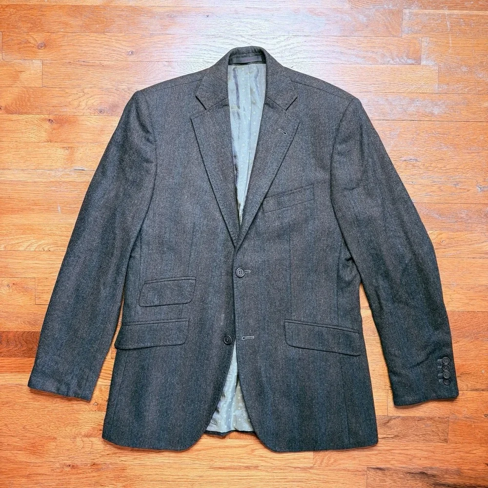 Ted Baker Endurance‎ Blazer Men 38R Wool Tweed Brown Ombré Striped Portugal